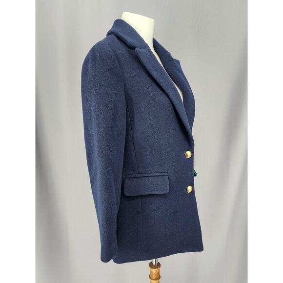 J.Crew Coat Womens Petite P00 Navy Blue Wool Blend Overcoat Gold Button Lagelook - Picture 2 of 13
